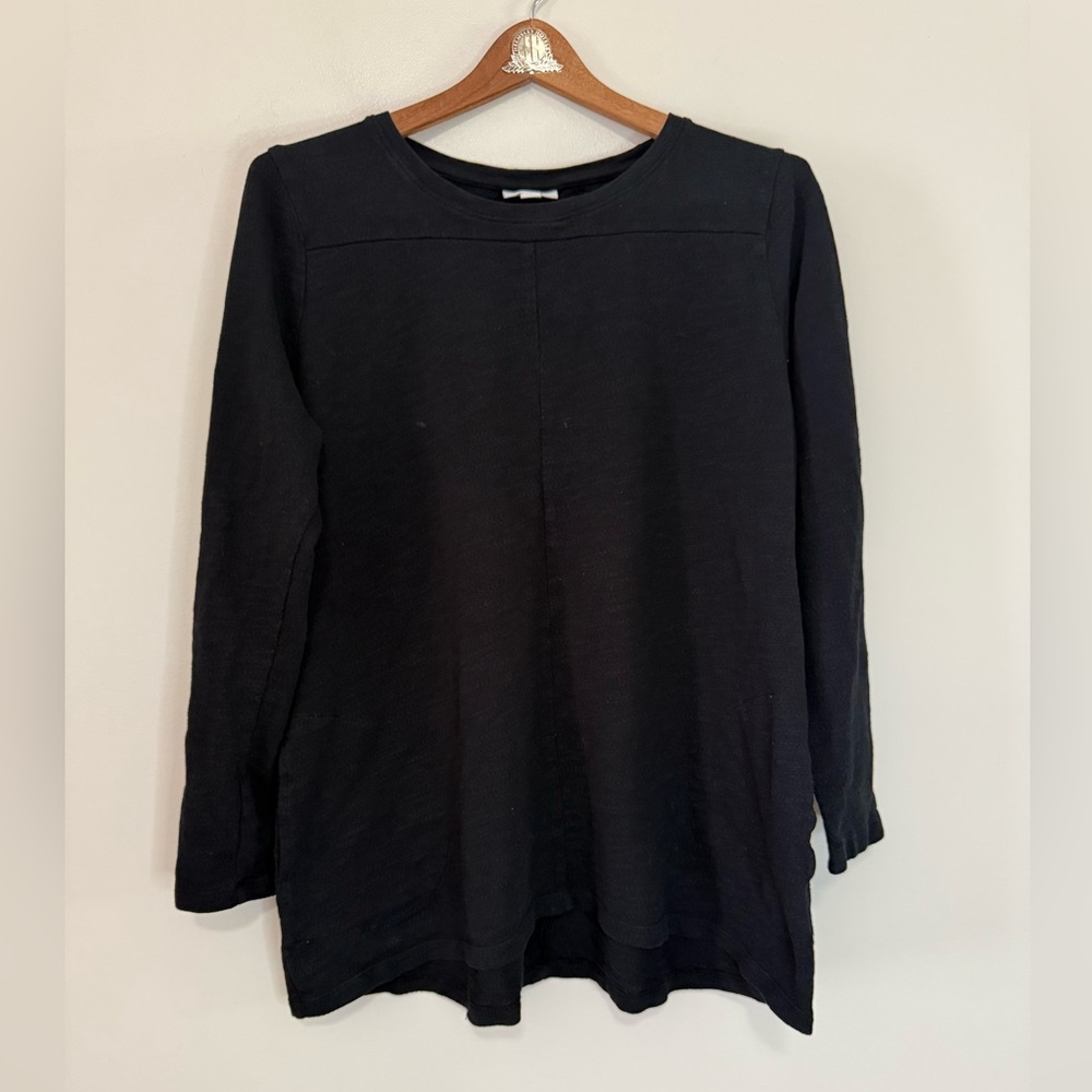 J. Jill Black Crewneck Long Sleeve Top 100% cotton in size large
